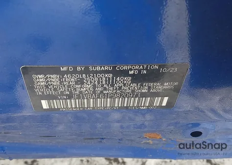 2023 Subaru Wrx Premium from USA, damaged, VIN JF1VBAF61P9820973